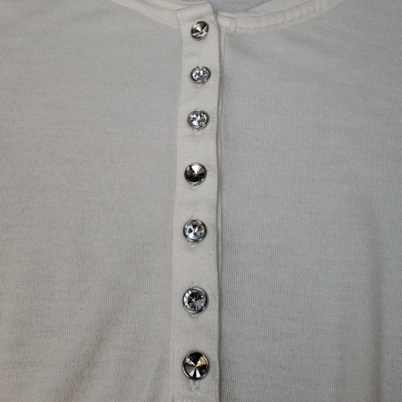 Michael Kors long sleeve rhinestone button top, M - Picture 5 of 8